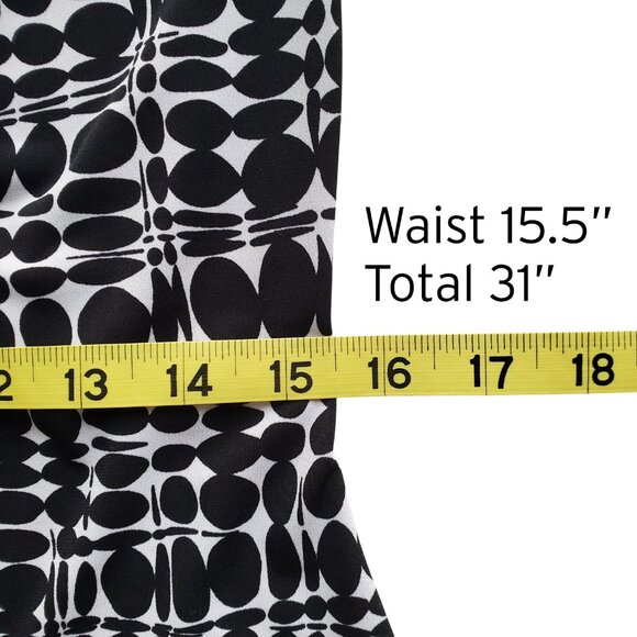 Calvin Klein Mod Print BW Drape Neck Sleeveless Blouse Great for Under Suit - Picture 7 of 10